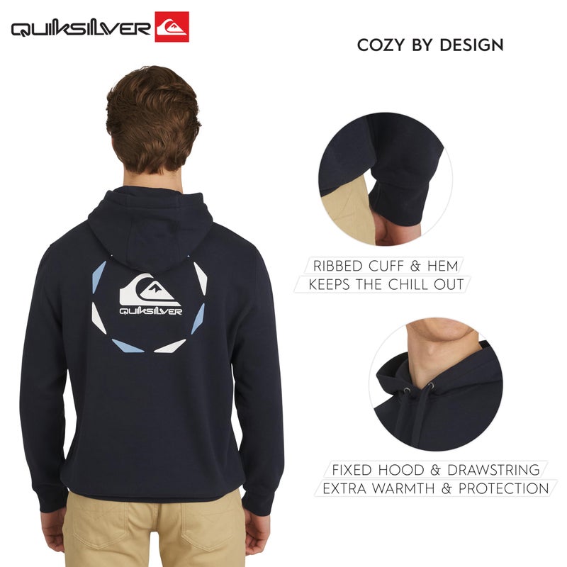 Quiksilver Men's Regular Fit Super Soft Fleece Midweight Pullover Hooded Sweatshirt, Navy, X-Large - Image 4