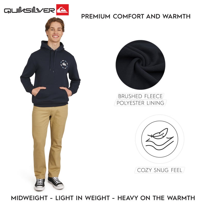 Quiksilver Men's Regular Fit Super Soft Fleece Midweight Pullover Hooded Sweatshirt, Navy, X-Large - Image 3