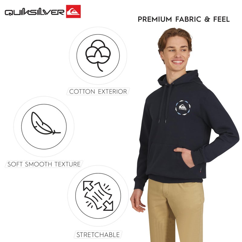 Quiksilver Men's Regular Fit Super Soft Fleece Midweight Pullover Hooded Sweatshirt, Navy, X-Large - Image 5