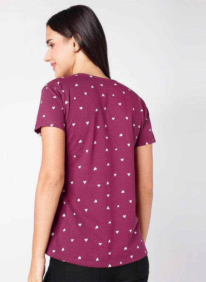 beebelle Purple Abstract Printed Maternity & Feeding Top - Image 4