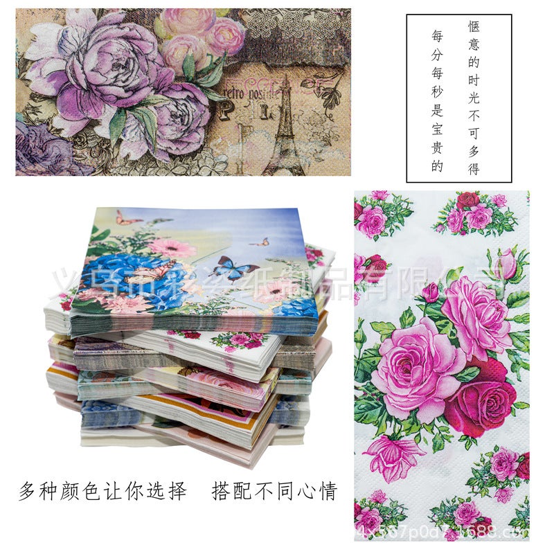 Color Printing Napkins Flowers And Plants Facial Tissue Party Tissue Sale - Image 2