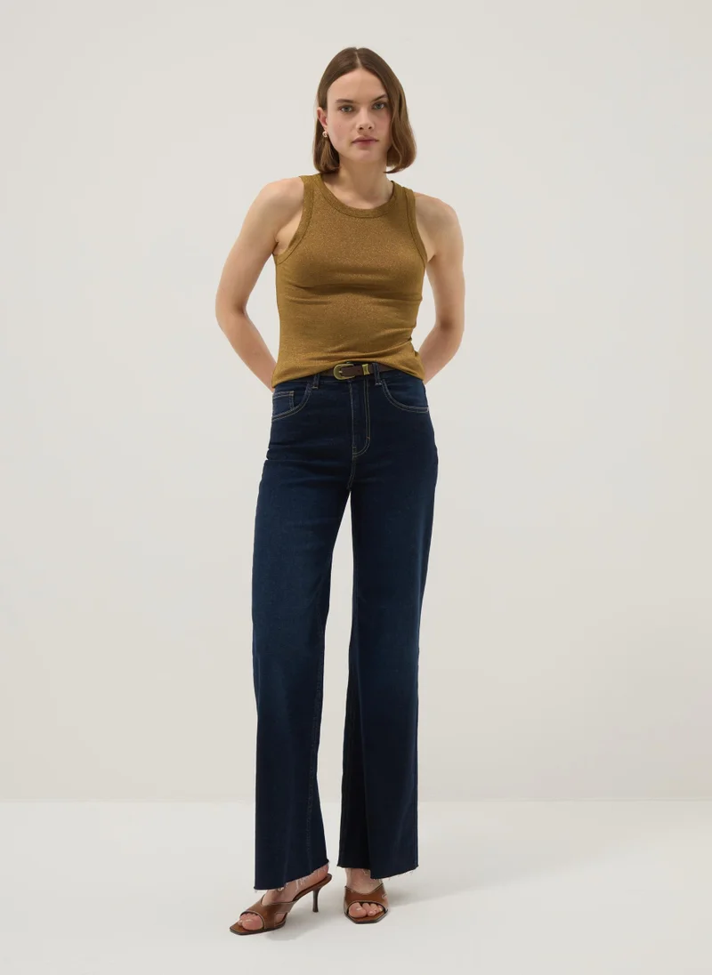 او في اس OVS Yellow Glitter Top Regular Fit With Thin Straps