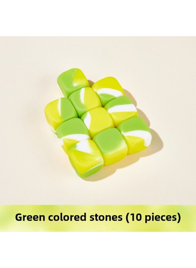 Toy Children Nostalgia After 80 After 80 To Catch Stones Five Colorful Traditional Variety Of Fun Traditional Game Stick-Specifications:Green Color 10 Grain Pack  - Image 1