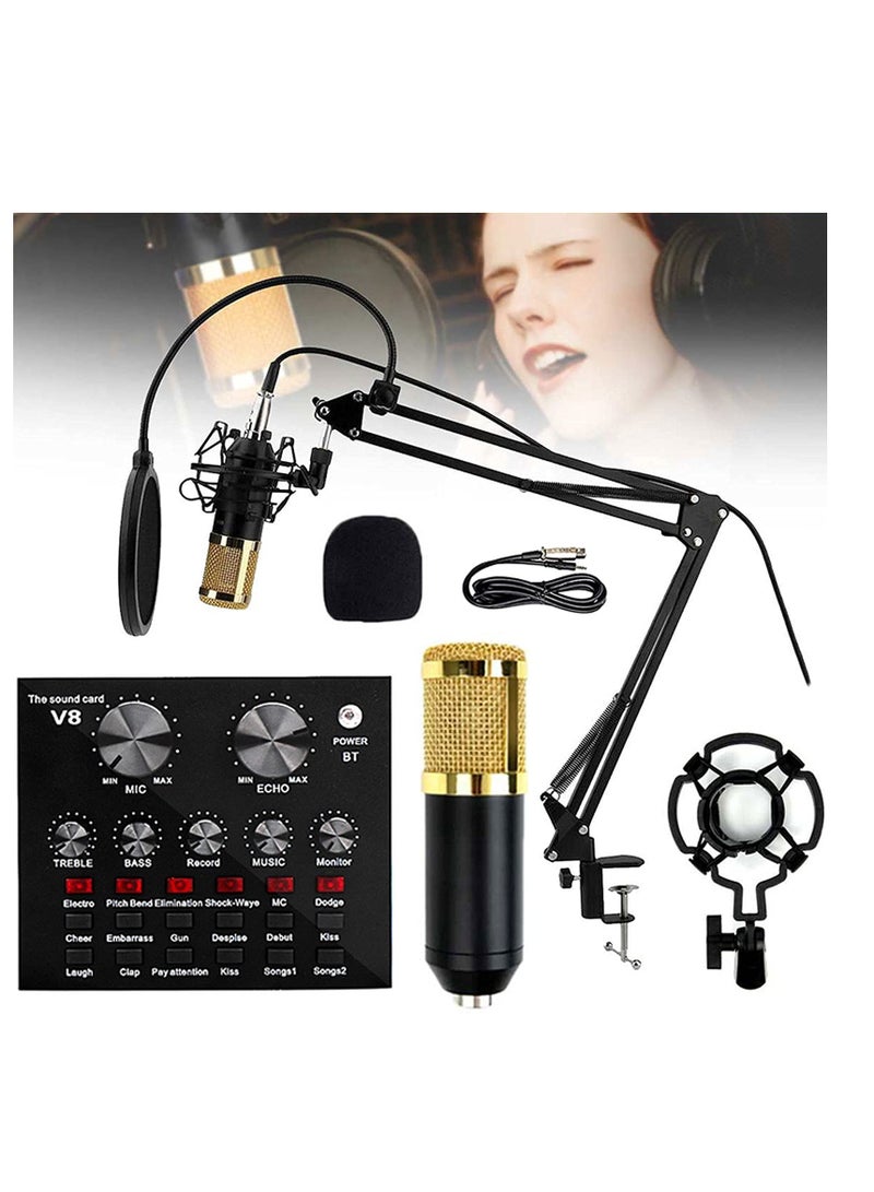 ميكروفون BM800 المكثف مع بطاقة الصوت V8 لايف USB خلط - Image 3