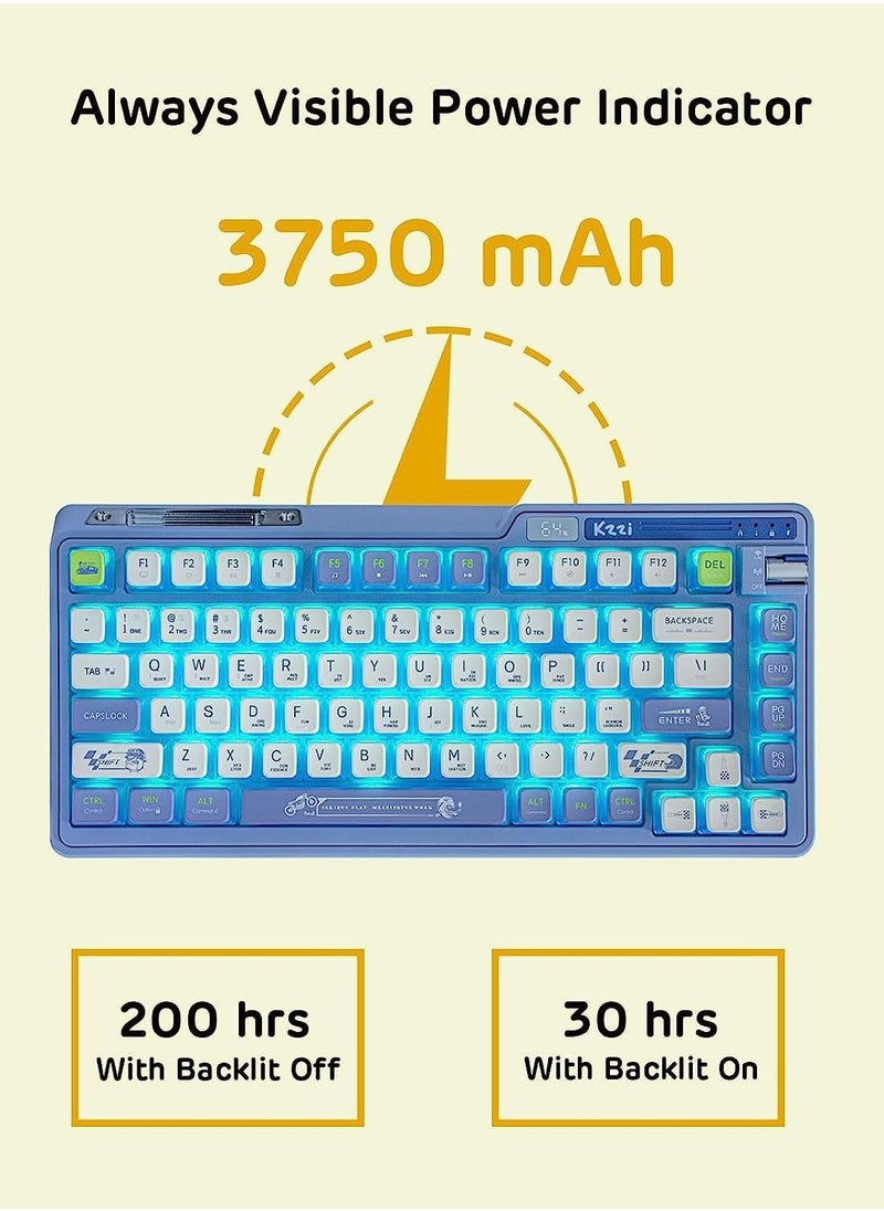 Kzzi - K75 PRO Lemon Grass RGB 75% Wireless Gasket Tri-Mode Connectable Mechanical Keyboard, 82 Keys Hot Swappable Gaming Keyboard with Knob and Power Display, Custom Tactile Switches - Image 1