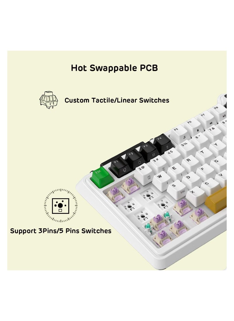 Kzzi - K75 PRO Lemon Grass RGB 75% Wireless Gasket Tri-Mode Connectable Mechanical Keyboard, 82 Keys Hot Swappable Gaming Keyboard with Knob and Power Display, Custom Tactile Switches - Image 1