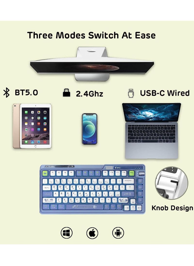 Kzzi - K75 PRO Lemon Grass RGB 75% Wireless Gasket Tri-Mode Connectable Mechanical Keyboard, 82 Keys Hot Swappable Gaming Keyboard with Knob and Power Display, Custom Tactile Switches - Image 1