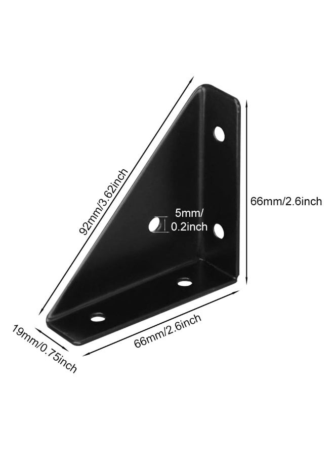 4Pcs Triangle Corner Braces Brackets, Black Angle Shelf Brackets with Screws, Steel Braces Joining Support Joint Fasteners for Table, Chair Cabinet Bed(Color:Black) - Image 2