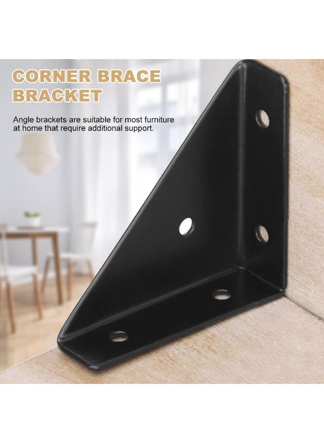 4Pcs Triangle Corner Braces Brackets, Black Angle Shelf Brackets with Screws, Steel Braces Joining Support Joint Fasteners for Table, Chair Cabinet Bed(Color:Black) - Image 5