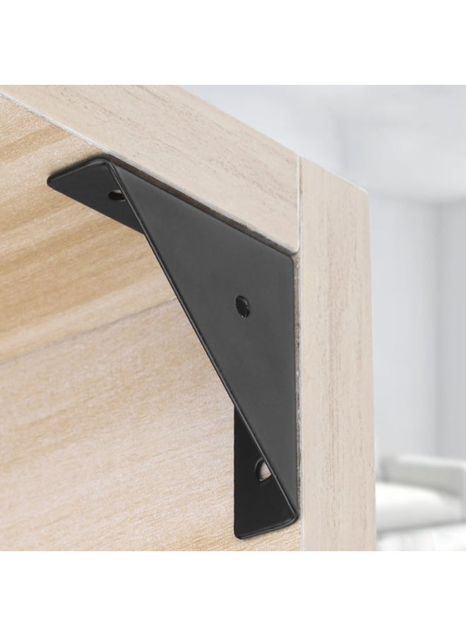 4Pcs Triangle Corner Braces Brackets, Black Angle Shelf Brackets with Screws, Steel Braces Joining Support Joint Fasteners for Table, Chair Cabinet Bed(Color:Black) - Image 4