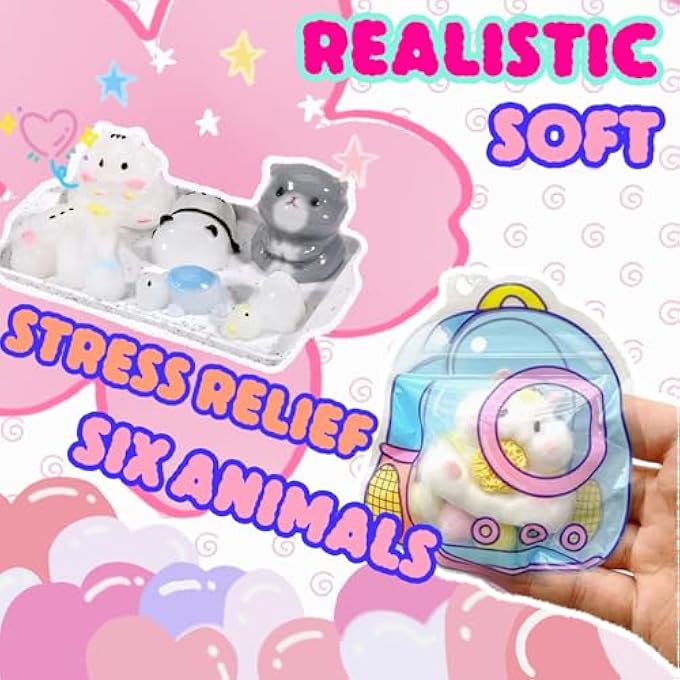 STRBOXONG طقم تابا سكووشي، طقم صانع سكووشي سيليكون DIY مع 6 قوالب حيوانات وأكياس تعبئة، سكووشي بطيء الارتفاع لتخفيف التوتر للأعمار 3+ للبنات والأولاد - حيوانات - Image 5