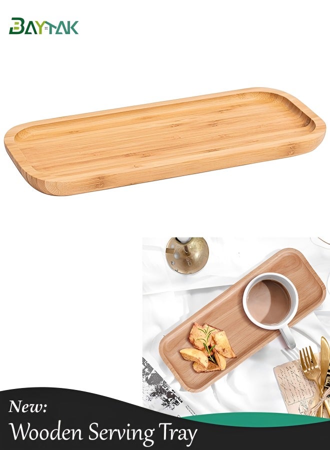 Baytak 1-Pack Wooden Serving Tray – Rectangle 35x15x2cm, Perfect for Home, Hotel, Restaurant – Ideal for Breakfast, Dinner, Coffee, Tea, Fruit Platters - Image 1