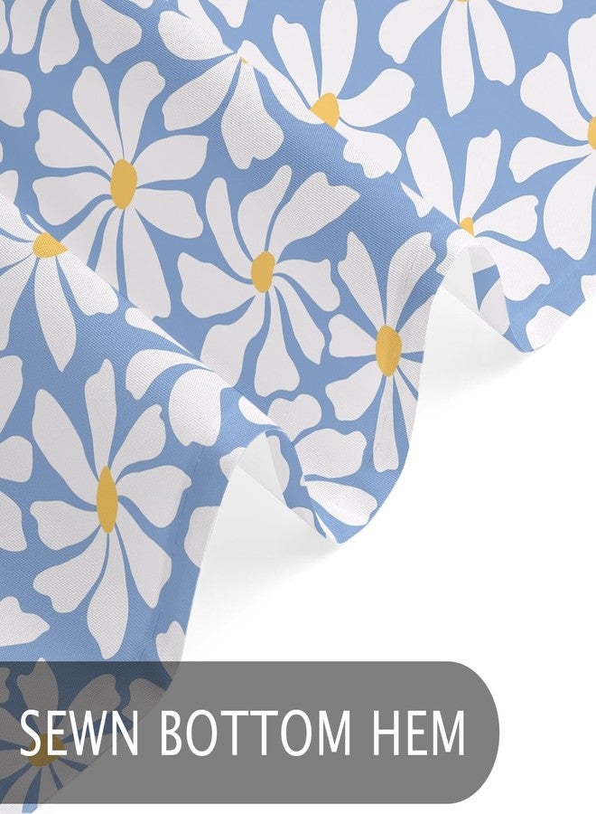 Litabel Blue Daisy Floral Shower Curtain, Boho Spring Flower Shower Curtain for Girly Bathroom, Modern Minimalist White Waterproof Fabric Shower Curtain Set, 72x72 Inch - Image 5