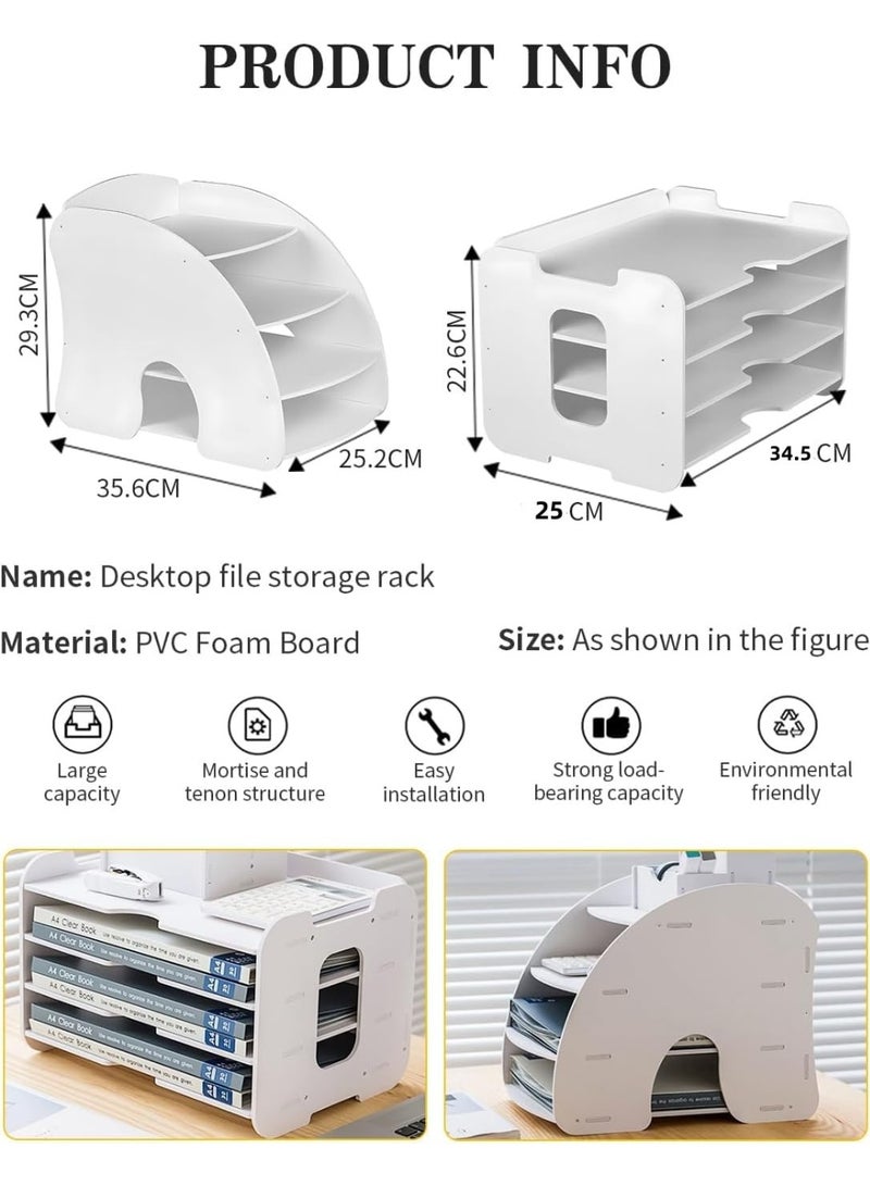 MostNow 4-Tier Desk Organizer,Desk Letter Tray Set, Stackable Desk Organizer for Books, Magazines, Folders, A4 Size File Paper, Notes, Pens,Office Supplies Storage and Desk Accessories (Rectangles) - Image 2