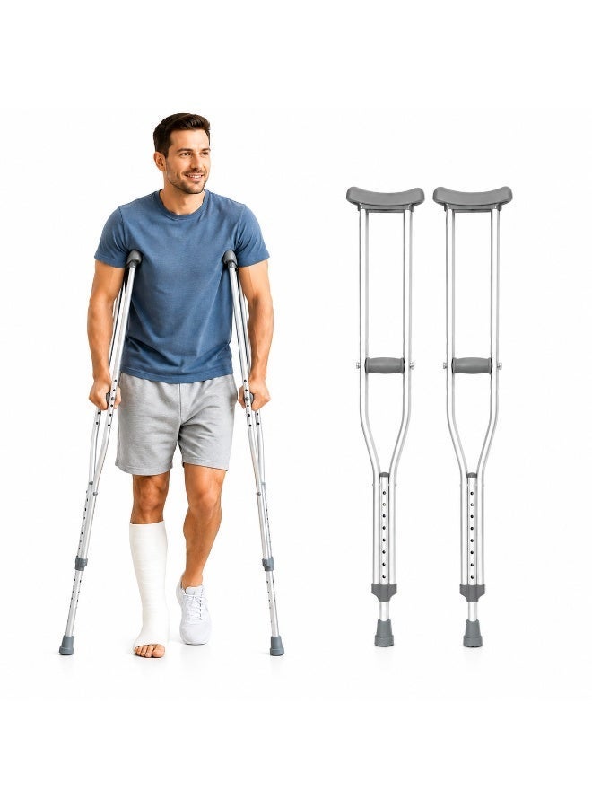 EnjoyCare EK312 Adjustable Underarm Crutches – Lightweight Aluminum, Height Adjustable Mobility Support (Pair) - Image 1