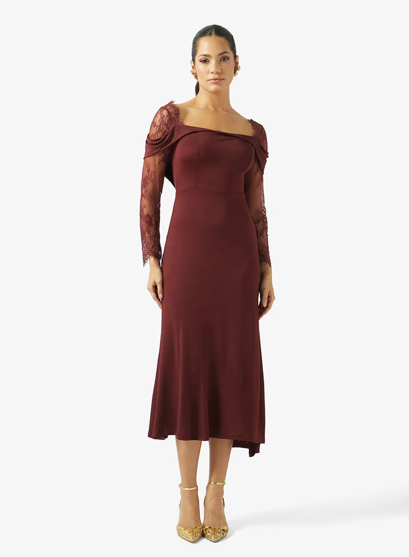 ايلا Shift Dress With Lace Sleeves