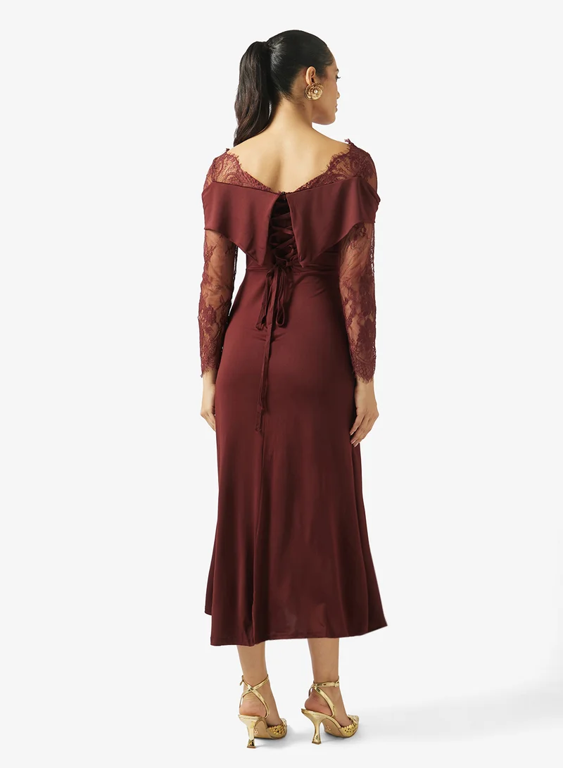 ايلا Shift Dress With Lace Sleeves