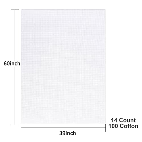 Donmon Aida Cloth 14 Count Cross Stitch Fabric,60×39inch (White) - Image 2