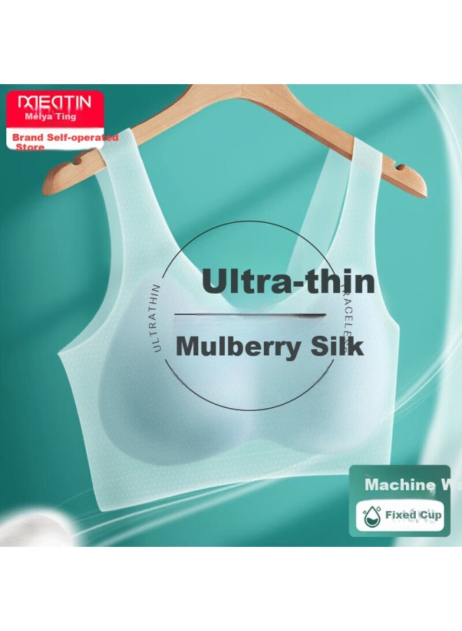 Mei Ya Ting Silk Bra Women Summer Thin No Steel Ring Gathered Bra Backless Sports Breathable Bra - Image 1