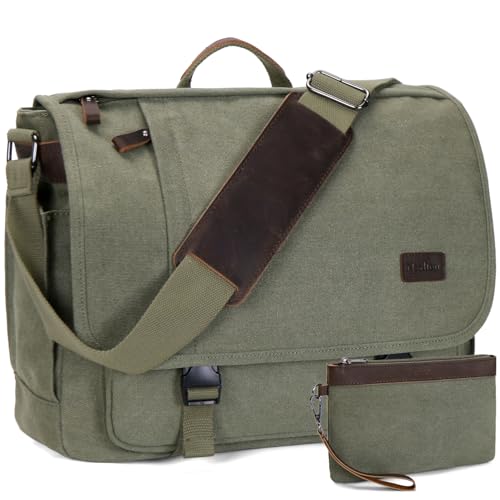 NerIion Nerlion Messenger Bag for Men 17173 Inch Laptop Bag Canvas Waterresistant Computer Bag Shoulder Bag Work Briefcase Bookbag for College Green - Image 1