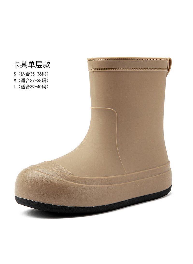 Generic Fashionable Waterproof Anti-Slip Womens Rain Boots Khaki 