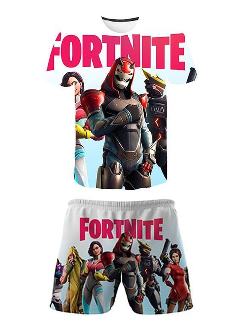 مجموعة Game Fortnite مجموعة شورت تي شيرت للأطفال بطباعة رقمية ثلاثية الأبعاد قابلة للتنفس - Image 1