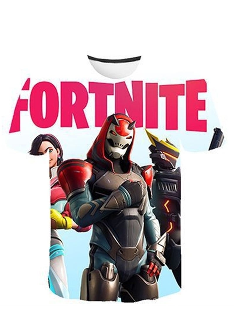 مجموعة Game Fortnite مجموعة شورت تي شيرت للأطفال بطباعة رقمية ثلاثية الأبعاد قابلة للتنفس - Image 2
