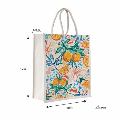 Sangra Canvas Reusable Bags for School, College, Lunch Bag for Office for Men and Women, Grocery Shopping Bag, Multi-Purpose Bag, Sturdy Handle With Zipper Lock (Pack of Two) (Orange) - Image 3