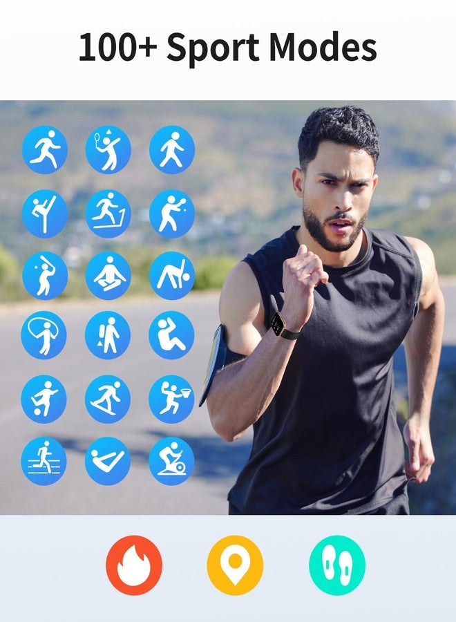 RUIMEN Smart Watches for Men Women (Answer/Make Calls, 2 Bands Included), 1.8" Smartwatch for iOS/Android Phones, Fitness Tracker Heart Rate/Sleep Monitor Digital Watch Waterproof (Black/Copper) - Image 3
