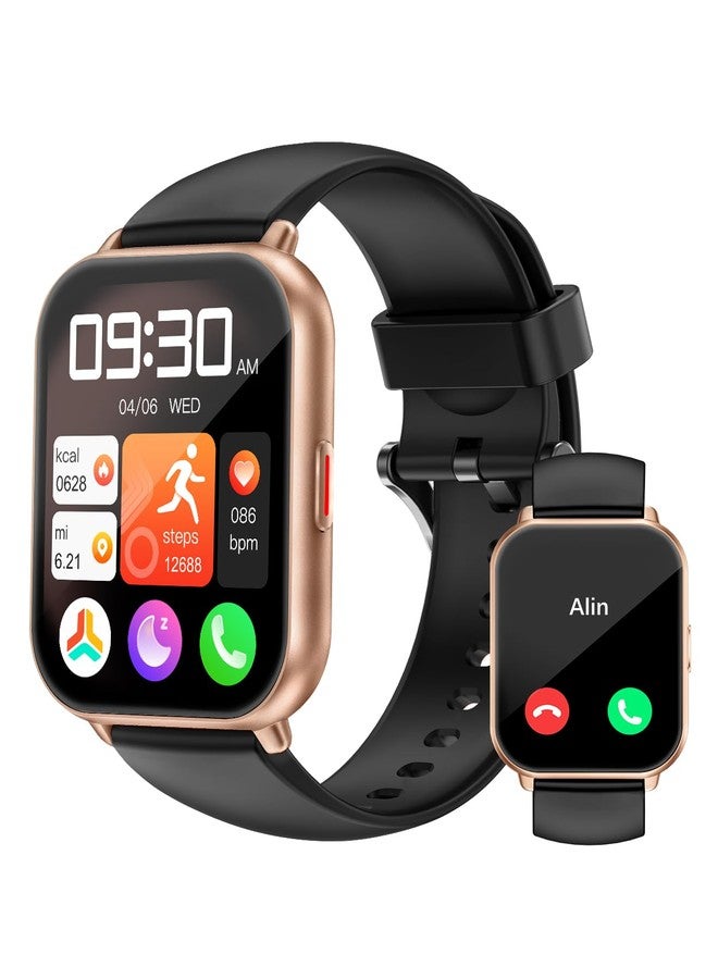 RUIMEN Smart Watches for Men Women (Answer/Make Calls, 2 Bands Included), 1.8" Smartwatch for iOS/Android Phones, Fitness Tracker Heart Rate/Sleep Monitor Digital Watch Waterproof (Black/Copper) - Image 1
