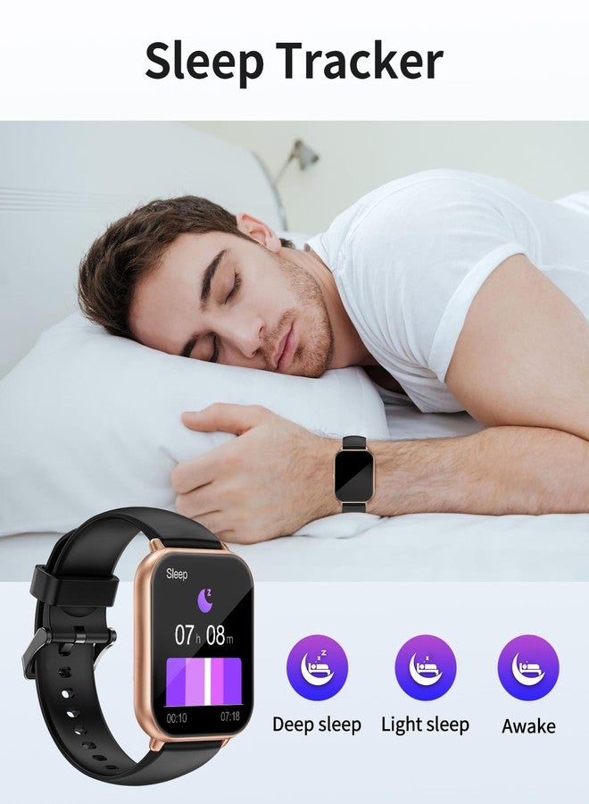 RUIMEN Smart Watches for Men Women (Answer/Make Calls, 2 Bands Included), 1.8" Smartwatch for iOS/Android Phones, Fitness Tracker Heart Rate/Sleep Monitor Digital Watch Waterproof (Black/Copper) - Image 5