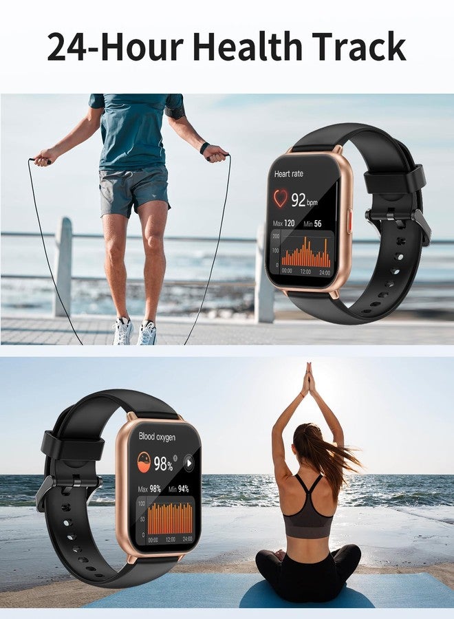 RUIMEN Smart Watches for Men Women (Answer/Make Calls, 2 Bands Included), 1.8" Smartwatch for iOS/Android Phones, Fitness Tracker Heart Rate/Sleep Monitor Digital Watch Waterproof (Black/Copper) - Image 4