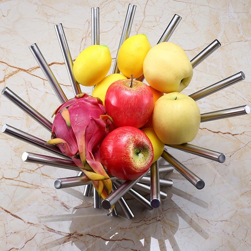 TINMIX Adjustable Fruit Bowl Countertop Fruit Tray Stainless Steel Modern Fruit Basket Holder for Fruit Vegetable Storage Pillar Length 29cm Gold - Image 5