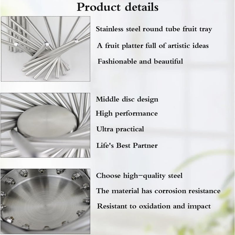 TINMIX Adjustable Fruit Bowl Countertop Fruit Tray Stainless Steel Modern Fruit Basket Holder for Fruit Vegetable Storage Pillar Length 29cm Gold - Image 4