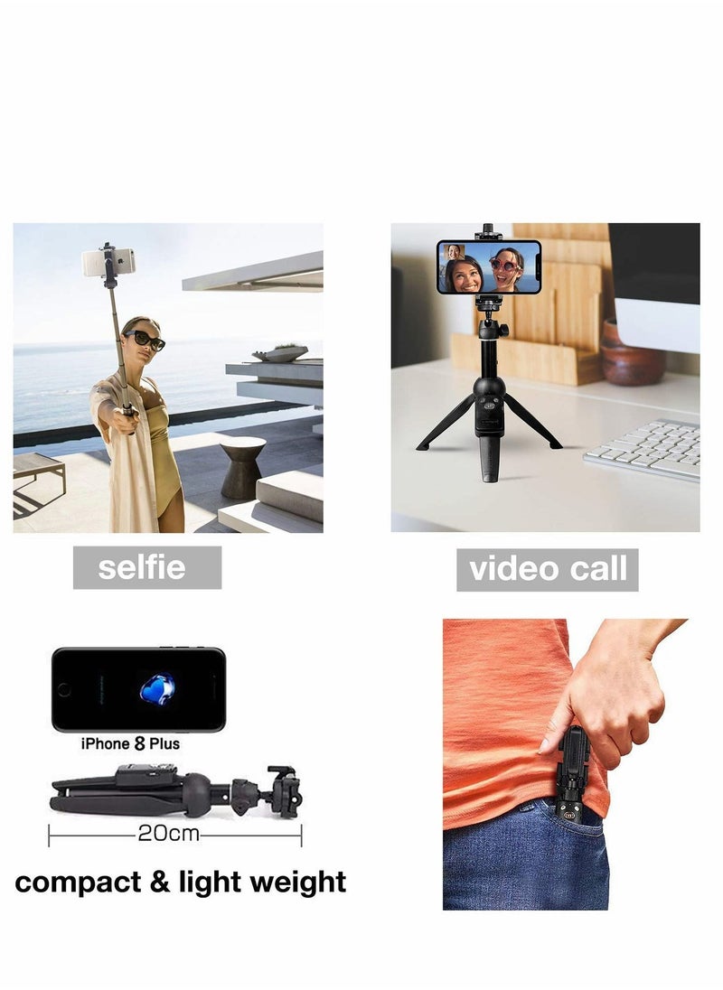 Y&D - Portable 40 Inch Aluminum Alloy Selfie Stick Phone Tripod with Wireless Remote Shutter for iPhone 13 12 11 pro Xs Max Xr X 8 7 6 Plus, Android Smartphone, Selfies Video Recording Live Streaming - Image 1