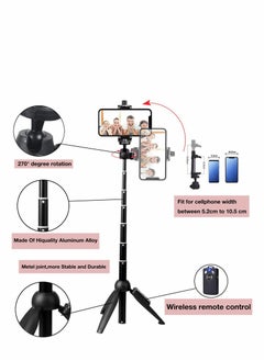 Y&D Portable 40 Inch Aluminum Alloy Selfie Stick Phone Tripod with Wireless Remote Shutter for iPhone 13 12 11 pro Xs Max Xr X 8 7 6 Plus, Android Smartphone, Selfies Video Recording Live Streaming  - Image 2