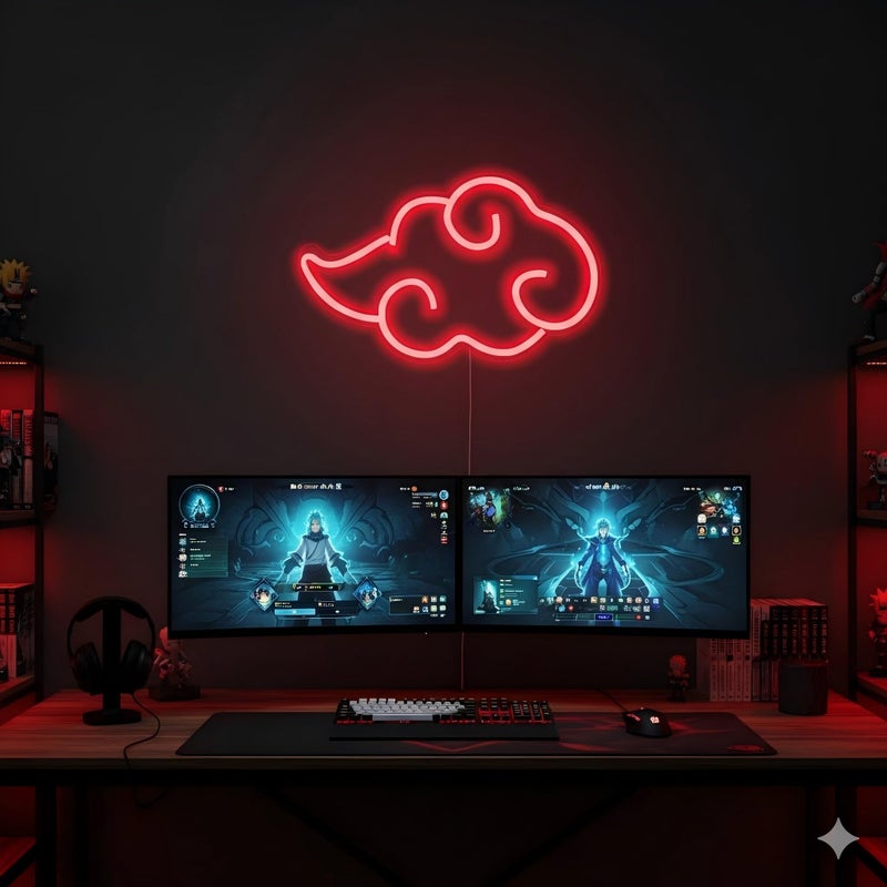 Dleouly Anime Neon Sign, LED Red Cloud Neon Signs for Wall Decor, Dimmable Gaming Neon Sign Wall Signs USB Night Neon Light for Bedroom Game Room Man Cave Party, Gifts for Your Son, Boyfriend(12x7in) - Image 5