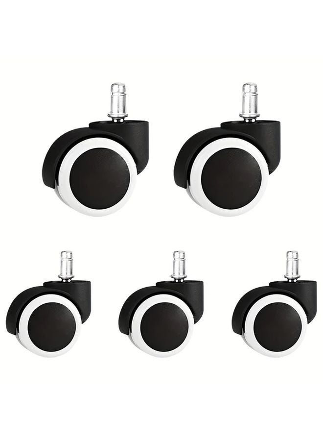 5 قطع عجلات أمتعة سوداء دوارة براغي 360 درجة استبدال صامت سفر عالمي - Image 3