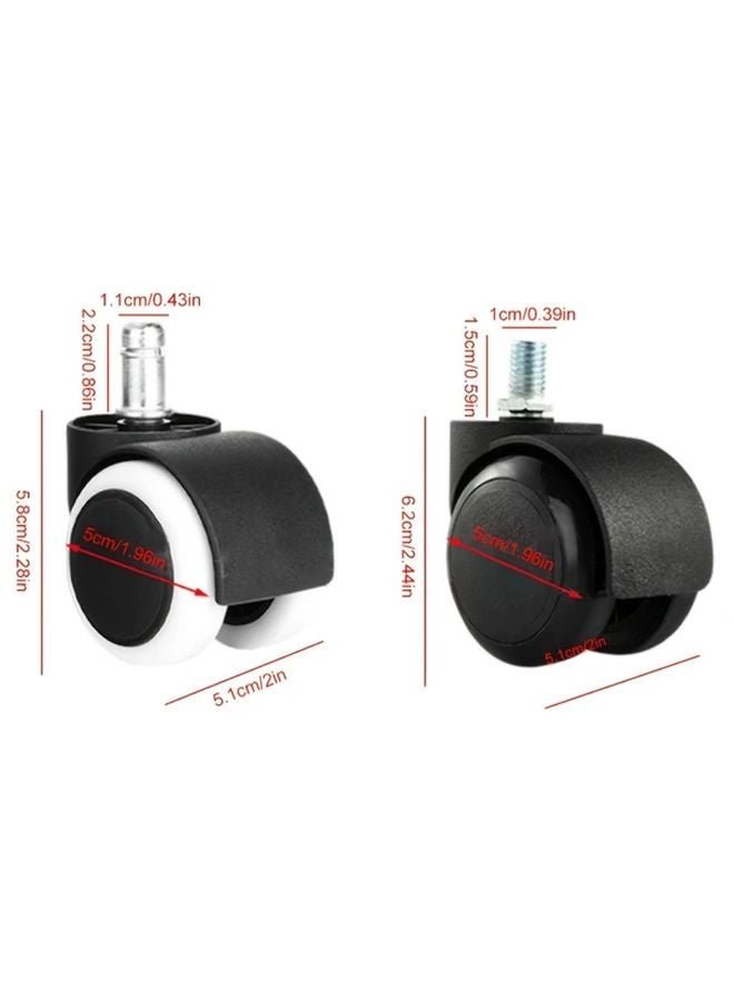 5 قطع عجلات أمتعة سوداء دوارة براغي 360 درجة استبدال صامت سفر عالمي - Image 4