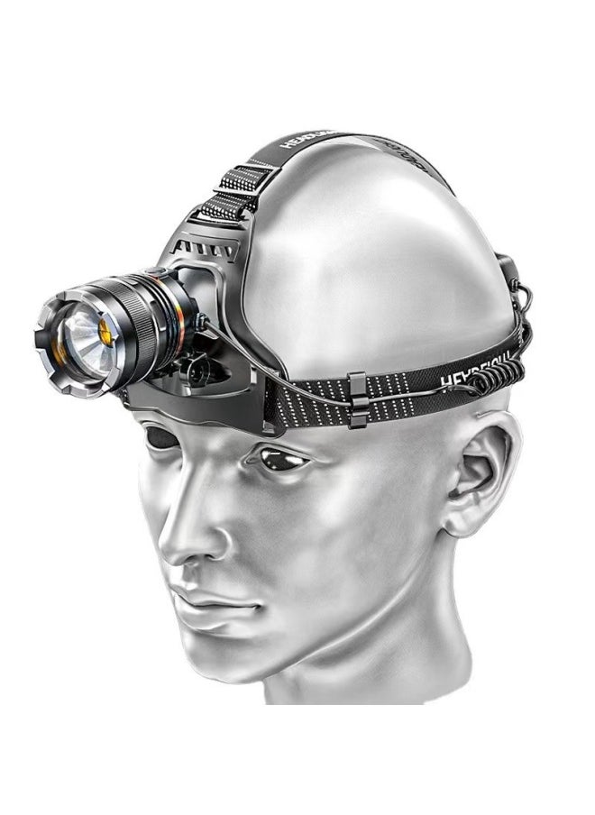 Generic P50 Light Headlight Aluminum Alloy Charging Induction Headlight Outdoor Lighting Focusing Night Fishing Headlight-Color:XCF8002 (laser Light Does Not Sense)) No Battery  - Image 1