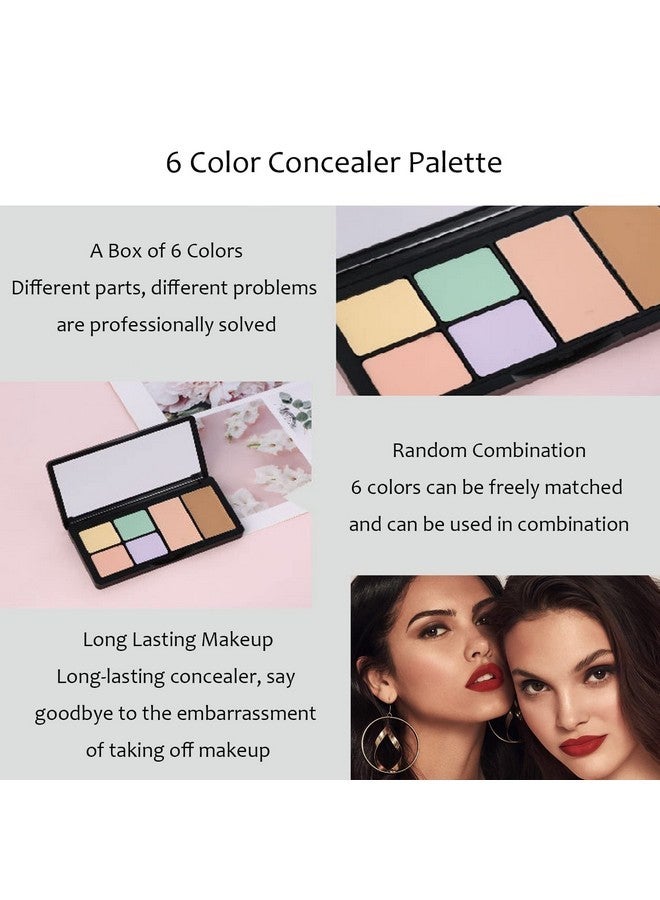 BliBling Concealer Contour Palette, 6 In 1 Color Correcting Concealer Contour Makeup Palette, Contouring Foundation Highlighting Makeup Kit for Dark Circles, Blemish With 2 Packs Brush (1#) - Image 3
