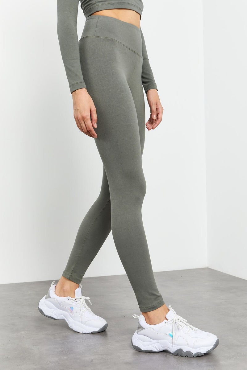 Tommy Life ÇağlaWomen's High Waist Long Sleeve Slim Fit Crop Top Leggings Set - 95286  - Image 2