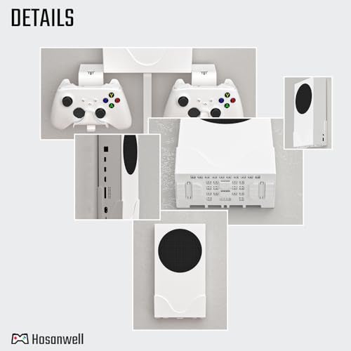 Hosanwell Series S Wall Mount, Series S Wall Mount Kit, with Detachable Controller Holder & Headphone Hanger Heat Dissipation (NOT for ONE S) - Image 3