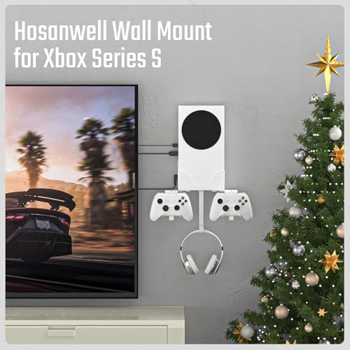 Hosanwell Series S Wall Mount, Series S Wall Mount Kit, with Detachable Controller Holder & Headphone Hanger Heat Dissipation (NOT for ONE S) - Image 2
