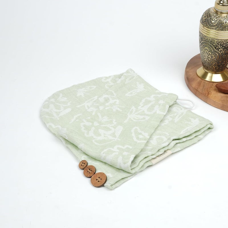 Doctor Towels Doctor Towels Banana Yarn Hair Towel Hair Wrap for Women Towel for Long Short Hair AntiFrizz Shower Hair Towels with Button QuickDrying Hair Cap Green Floral Towel Pack of 1 - Image 4