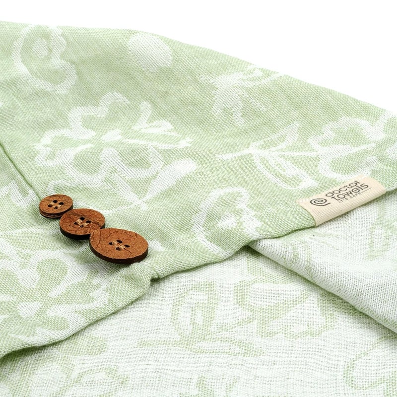 Doctor Towels Doctor Towels Banana Yarn Hair Towel Hair Wrap for Women Towel for Long Short Hair AntiFrizz Shower Hair Towels with Button QuickDrying Hair Cap Green Floral Towel Pack of 1 - Image 5