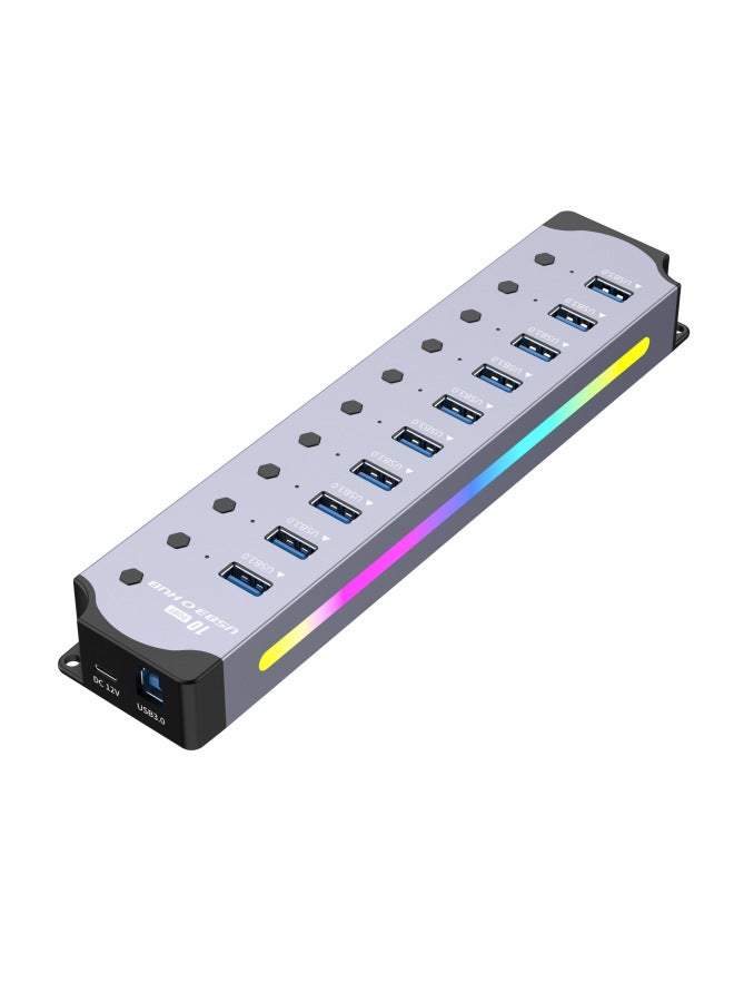يوكسي محور USB 3.0 سبعة منافذ من سبائك الألومنيوم - موزع كمبيوتر قابل للتوسيع - Image 1