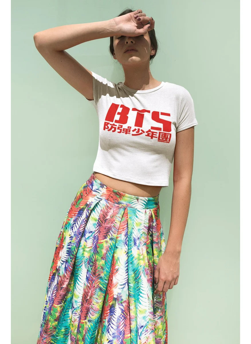 Rock&Roll Bts White Short, Cut Crop Top Women's T-Shirt