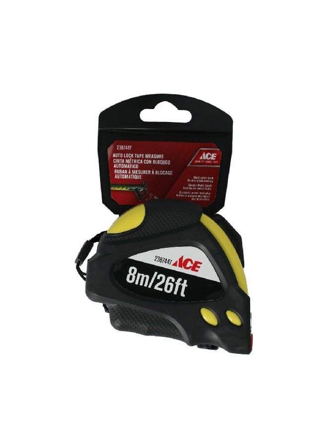 ACE Double Sided Marking Auto Lock Measuring Tape Black and Yellow 8 m 32G-8025  - Image 2