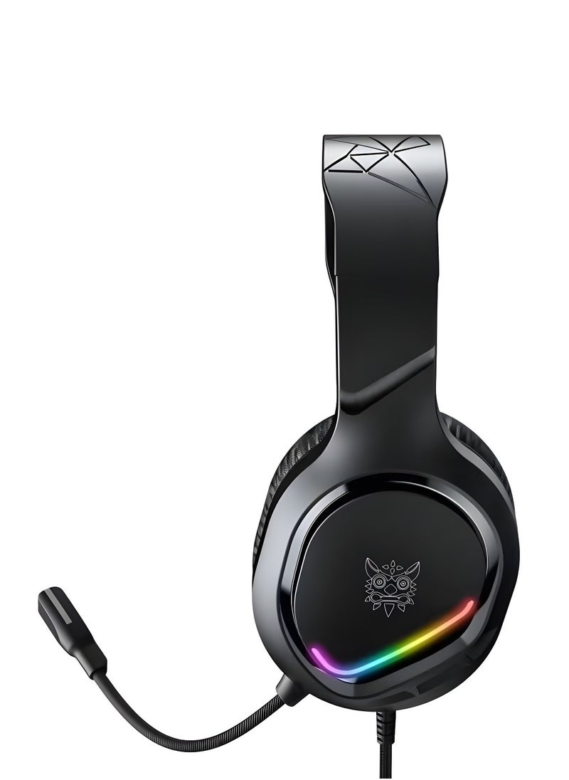 Generic Onikuma X31 Gaming Headset with RGB Lighting & Noise-Canceling Microphone – Premium Stereo Sound – Compatible with PS4 & Laptop – Black  - Image 2